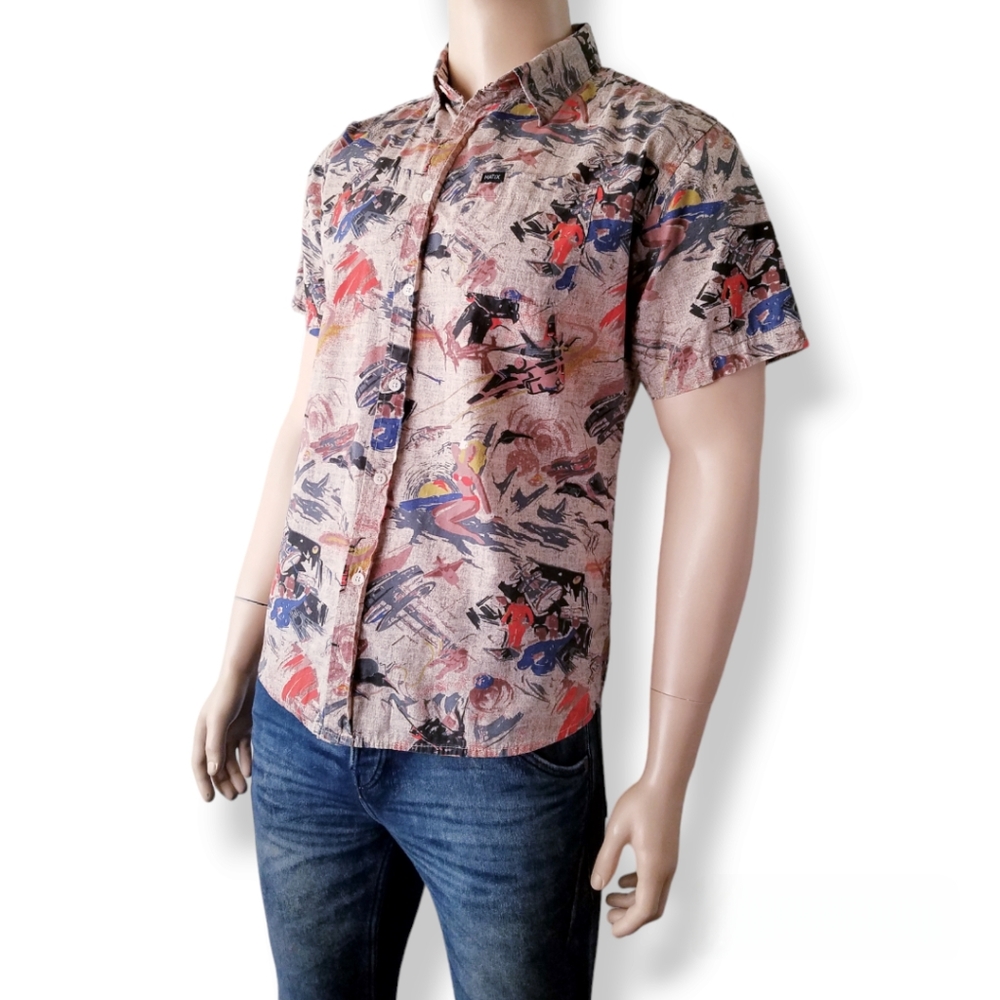 Matix Abstract Retro Print Button Down Shirt - image 3